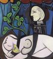 Голо тяло, зелени листа и скулптурен бюст -Пабло Пикасо